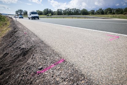 Lugar del atropello en la N-234 en la madrugada de este 11 de junio de 2023.-GONZALO MONTESEGURO