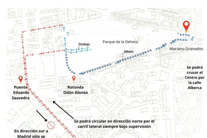 Plano que regulará el tráfico los días del Nacional de Duatlón. HDS