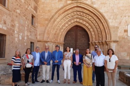 Reyes Maroto durante su parada en Santa María de Huerta. HDS