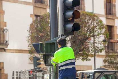 Reordenación del tráfico durante las obras de pacificación del centro de Soria. MARIO TEJEDOR