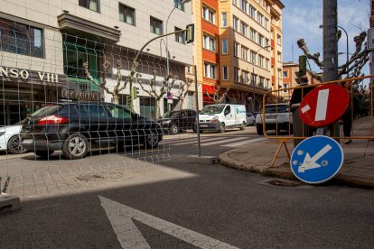 Reordenación del tráfico durante las obras de pacificación del centro de Soria. MARIO TEJEDOR