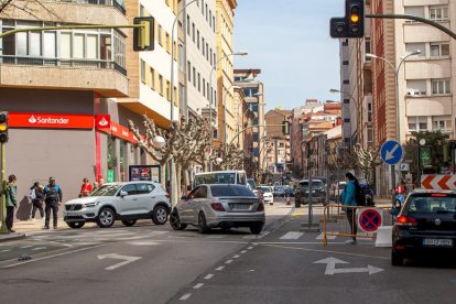 Reordenación del tráfico durante las obras de pacificación del centro de Soria. MARIO TEJEDOR