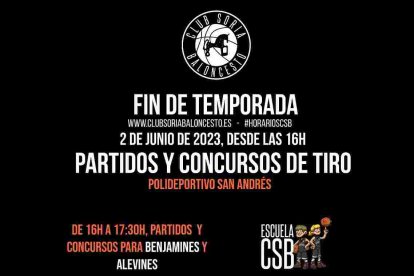 Cartel fiesta fin de temporada Club Soria Baloncesto.