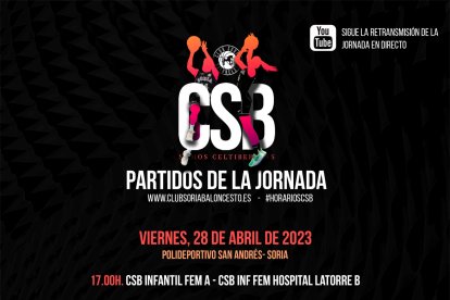 Cartel de los partidos de todos los equipos del Club Soria Baloncesto.