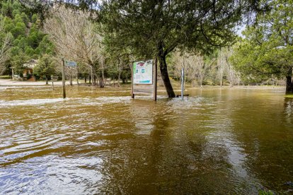 Las aguas se salen de su cauce en la zona del Cañón del río Lobos