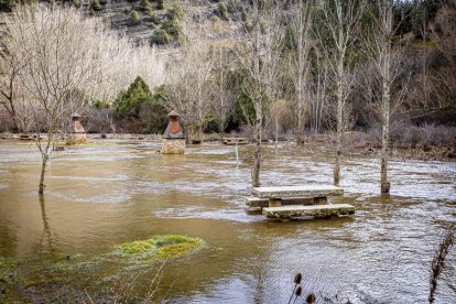 Las aguas se salen de su cauce en la zona del Cañón del río Lobos