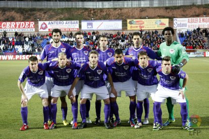 Once del Guadalajara en el curso 2012-2013 con jugadores como Azkorra, Vicente, Gaffoor y Álvaro Antón