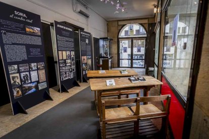 La exposición está ubicada en la galería porticada del Instituto