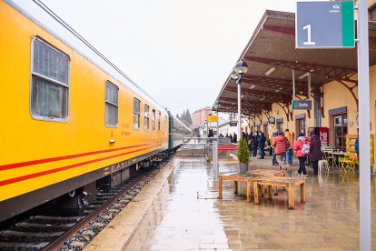 Visita de los trenes históricos del Torrenzo Express a Soria con vagones y locomotoras singulares.