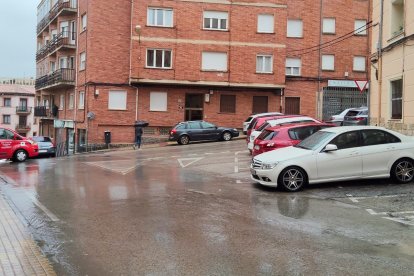La lluvia cayendo en Soria esta mañana.