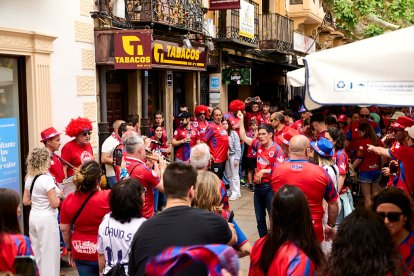 Miles de aficionados del Numancia con su equipo.