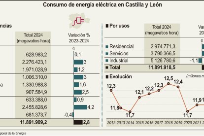 Consumo de energía eléctrica en Castilla y León.