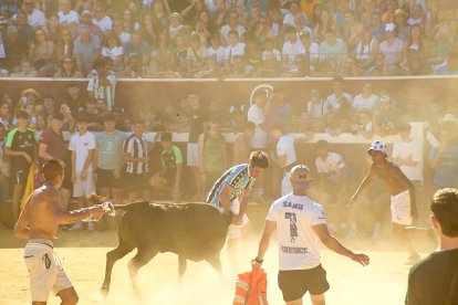 Las vaquillas tras recoger a los toros de La Saca prolongan el ambiente en el coso de San Benito.