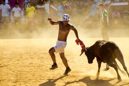 Las vaquillas tras recoger a los toros de La Saca prolongan el ambiente en el coso de San Benito.