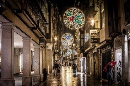 La prueba de luces llamó la atención de todo el que paseaba por las principales de Soria