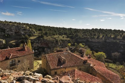 El bosque de sabinas se extiende por laderas y barrancos que rodean el caserío histórico.