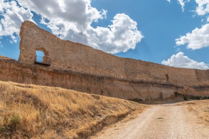 Los restos de la muralla del castillo, de origen musulmán y reformado tras la conquista cristiana, conservan la huella de siglos de enfrentamientos en la frontera del Duero.