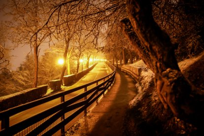 La nieve cubre Soria y el parque del Castillo.