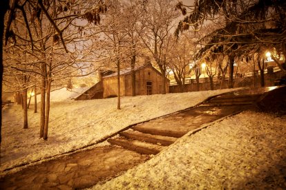 La nieve cubre Soria y el parque del Castillo