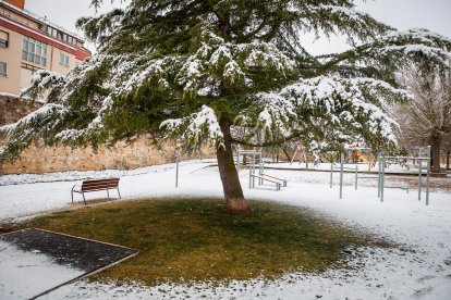 Acumulación de nieve en las calles y parques de Soria.