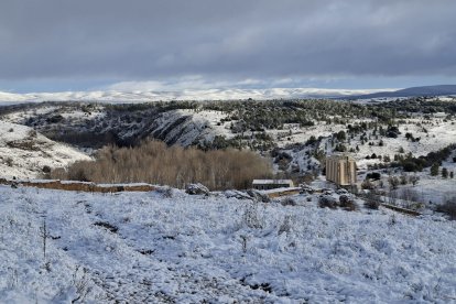 Acumulación de nieve en las calles y parques de Soria.