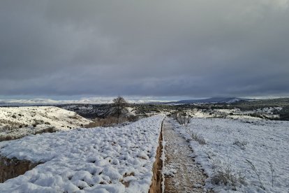Acumulación de nieve en las calles y parques de Soria.