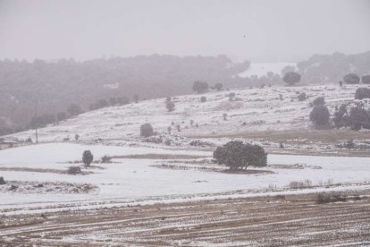 Estampas de capital y provincia con un manto blanco