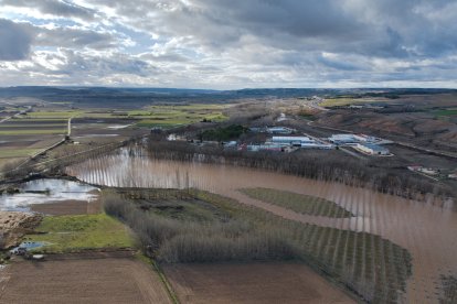 Imágenes aéreas de la crecida del Duero en Soria.