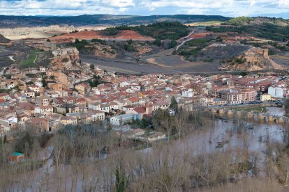 Imágenes aéreas de la crecida del Duero en Soria.