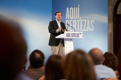El candidato popular durante su intervención en Soria.