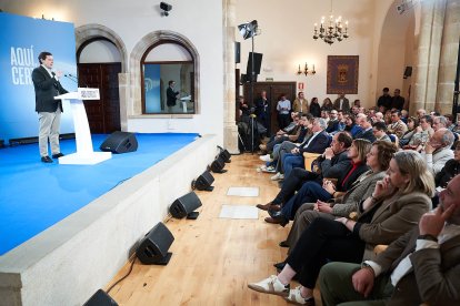El candidato popular durante su intervención en Soria.