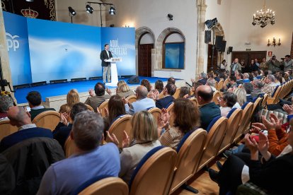 El candidato popular durante su intervención en Soria.
