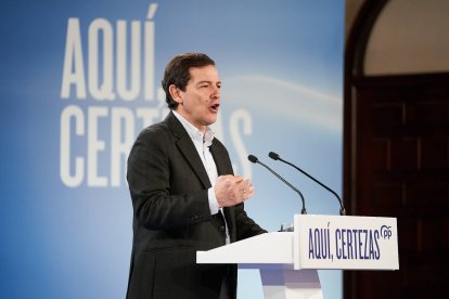 El candidato popular durante su intervención en Soria.