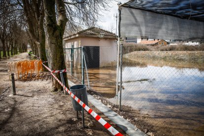 Situación actual del campo de fútbol de la localidad agredeña tras el temporal.