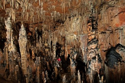 Las formaciones de estalactitas y estalagmitas crean un paisaje subterráneo espectacular en la Cueva de la Galiana, uno de los escenarios más sorprendentes para practicar espeleología en Soria