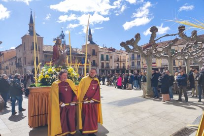 Paso de la Borriquilla en la plaza Mayor.