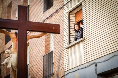 Los Felipecuartos de la Vera Cruz durante la procesión del Viernes Santo en Ágreda.