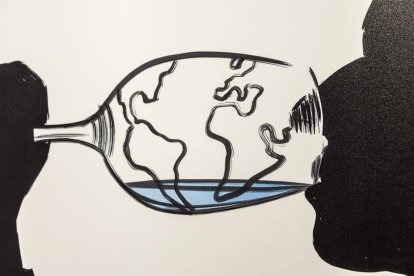 La muestre acoge viñetas de Andrés Rábago relacionadas con el agua
