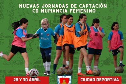 Cartel de las prueba de fútbol femenino que lleva a cabo la entidad rojilla.