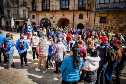 La marea solidaria a su paso por el centro de la ciudad durante la jornada de hoy.