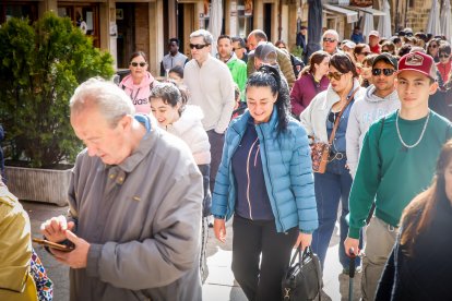 La marea solidaria a su paso por el centro de la ciudad durante la jornada de hoy.
