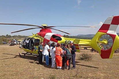 Helicóptero en el que fue trasladada la joven a un hospital de Burgos.