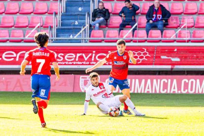 Iván Moreno, verdugo del Numancia en el curso 23-24 con el Guadalajara, en el partido de aquella temporada en Los Pajaritos.