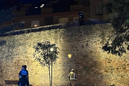 Bomberos y Policía Local de Soria responden a un aviso por humo en la coronación de la muralla de Santa Clara.