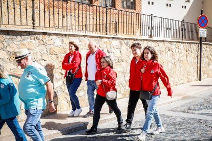 Integrantes de las peñas de Ágreda durante la tradicional bajada.