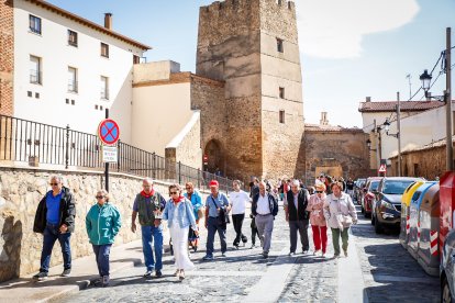 Integrantes de las peñas de Ágreda durante la tradicional bajada.