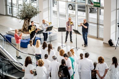 Pacientes y sanitarios pudieron contemplar un concierto fuera de lo común