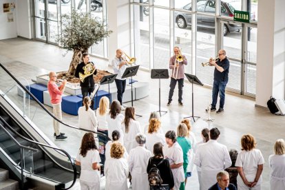 Pacientes y sanitarios pudieron contemplar un concierto fuera de lo común
