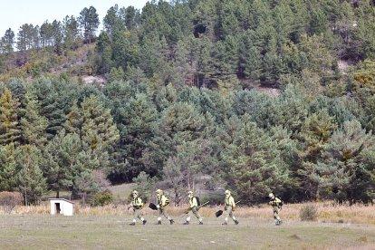 Simulacro de la BRIF de Lubia en Cabrejas del Pinar por la feria Cabforest.