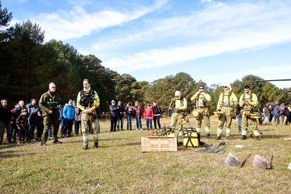 Simulacro de la BRIF de Lubia en Cabrejas del Pinar por la feria Cabforest.